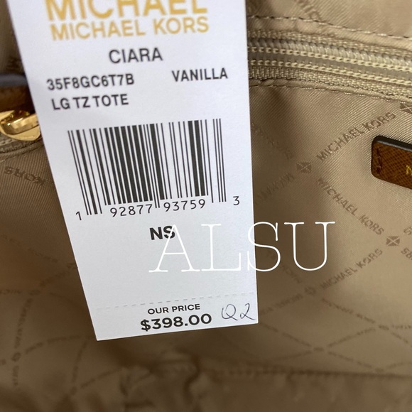 Michael Kors Ciara Large Top ZIP Tote Vanilla Le - Picture 8 of 8